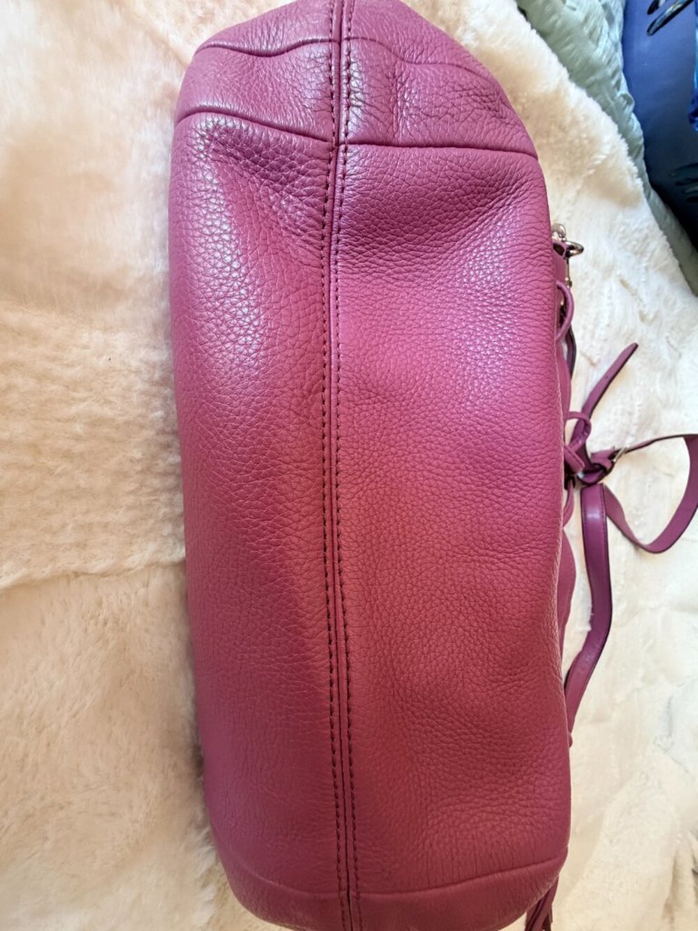 Coach Pebbled Leather Drawstring Bucket Bag - Raspberry Pink - Picture 12 of 13